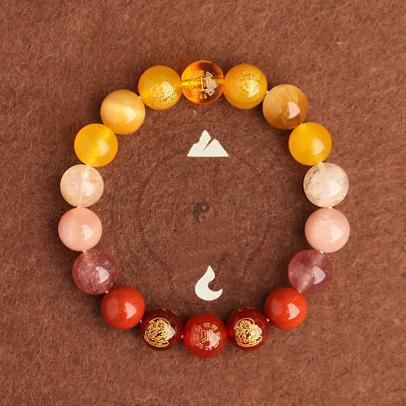 Buddha Stones Cinq éléments Divers cristal d'agate Agate rouge du Sud Quartz fraise Pierre de soleil Citrine Bracelet porte-bonheur - image 3