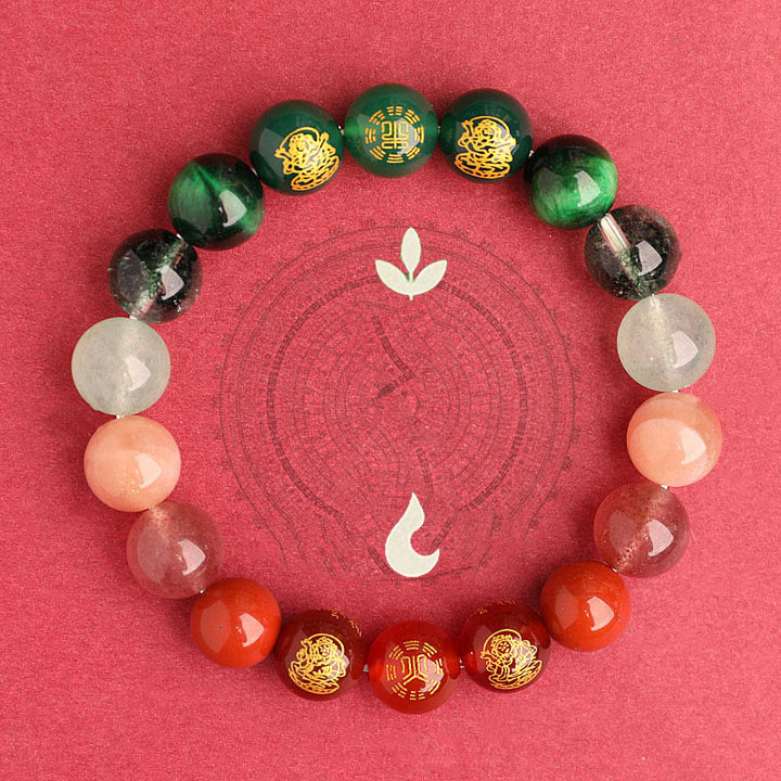 Buddha Stones Cinq éléments Divers cristal d'agate Agate rouge du Sud Quartz fraise Pierre de soleil Citrine Bracelet porte-bonheur - image 26