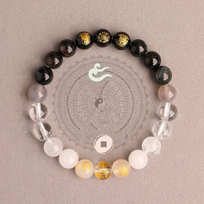 Buddha Stones Cinq éléments Divers cristal d'agate Agate rouge du Sud Quartz fraise Pierre de soleil Citrine Bracelet porte-bonheur