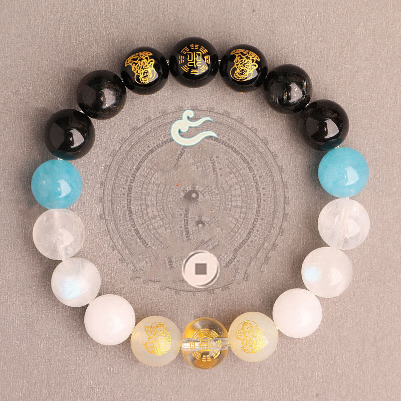 Buddha Stones Cinq éléments Divers cristal d'agate Agate rouge du Sud Quartz fraise Pierre de soleil Citrine Bracelet porte-bonheur