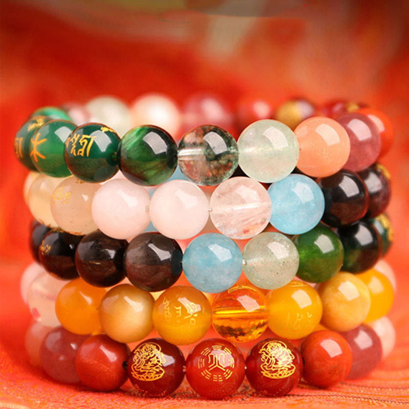 Buddha Stones Cinq éléments Divers cristal d'agate Agate rouge du Sud Quartz fraise Pierre de soleil Citrine Bracelet porte-bonheur - image 42