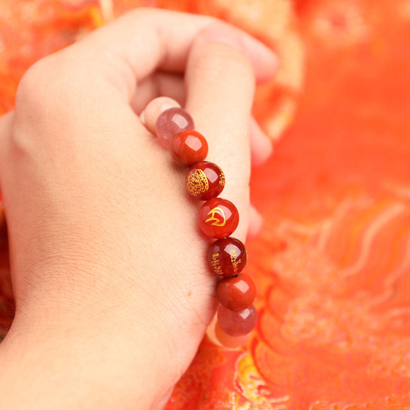 Buddha Stones Cinq éléments Divers cristal d'agate Agate rouge du Sud Quartz fraise Pierre de soleil Citrine Bracelet porte-bonheur - image 28