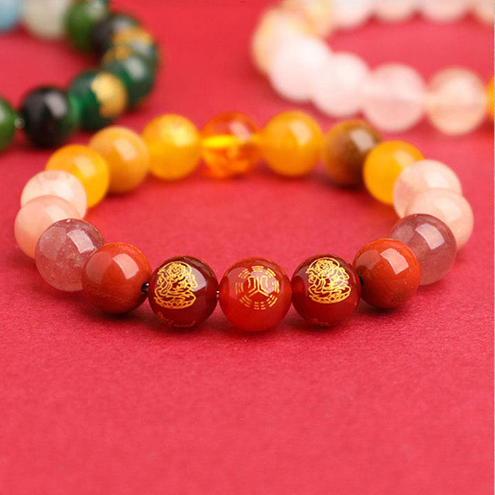 Buddha Stones Cinq éléments Divers cristal d'agate Agate rouge du Sud Quartz fraise Pierre de soleil Citrine Bracelet porte-bonheur - image 12
