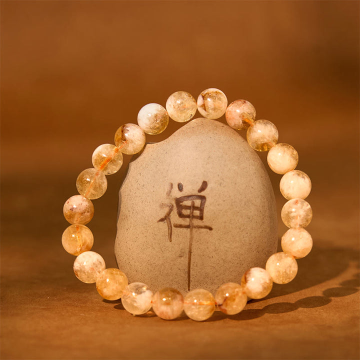 Bracelet de prospérité en cristal de flocon de neige en citrine naturelle de Buddha Stones