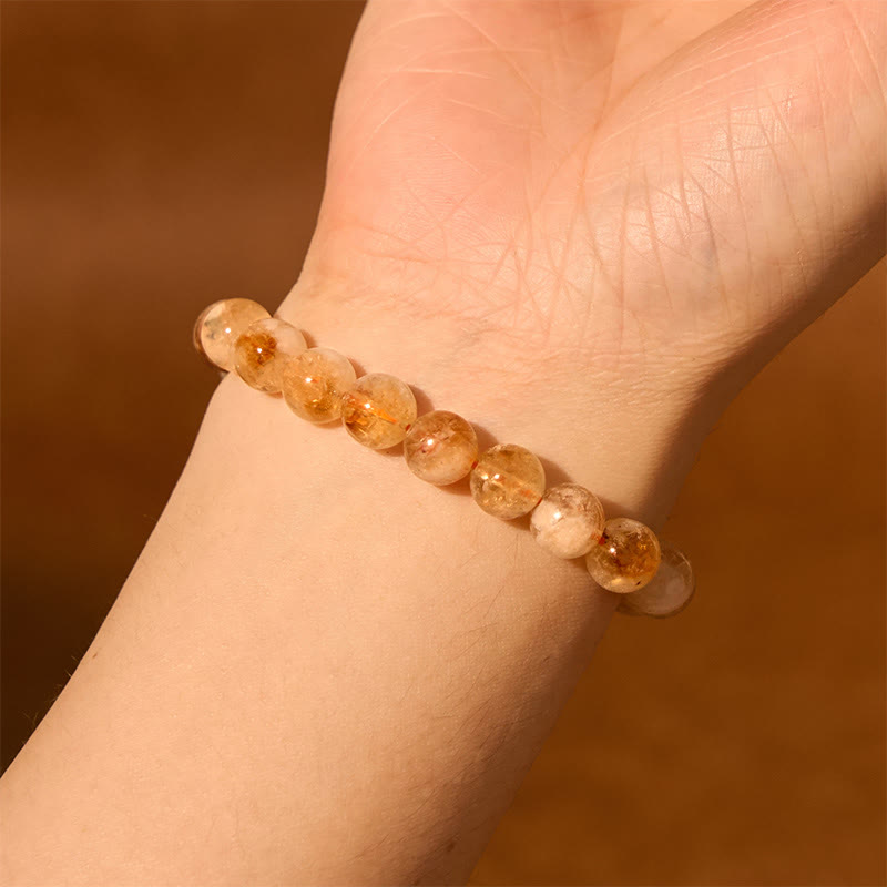 Bracelet de prospérité en cristal de flocon de neige en citrine naturelle de Buddha Stones