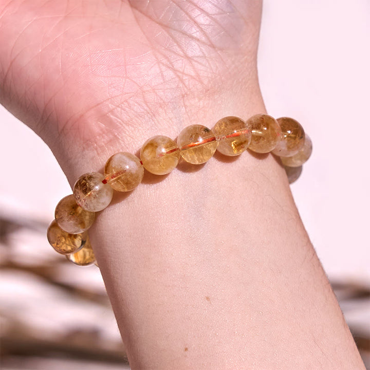 Bracelet de prospérité en cristal de flocon de neige en citrine naturelle de Buddha Stones