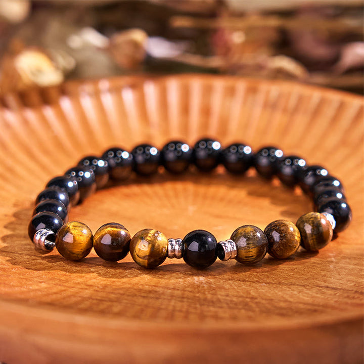 Ensemble de 2 bracelets puissants en hématite œil de tigre bleu œil de tigre Buddha Stones