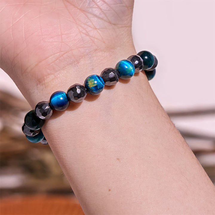 Ensemble de 2 bracelets puissants en hématite œil de tigre bleu œil de tigre Buddha Stones