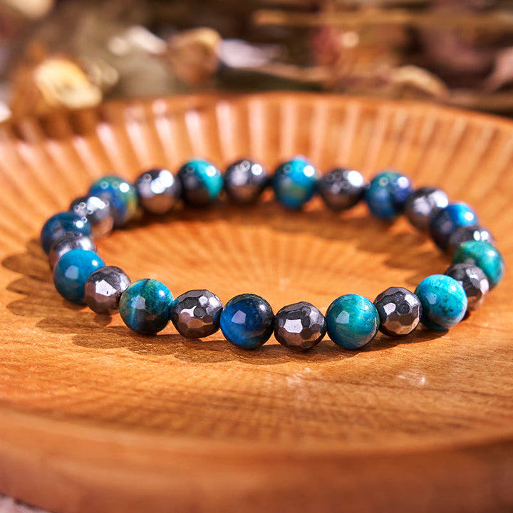 Ensemble de 2 bracelets puissants en hématite œil de tigre bleu œil de tigre Buddha Stones