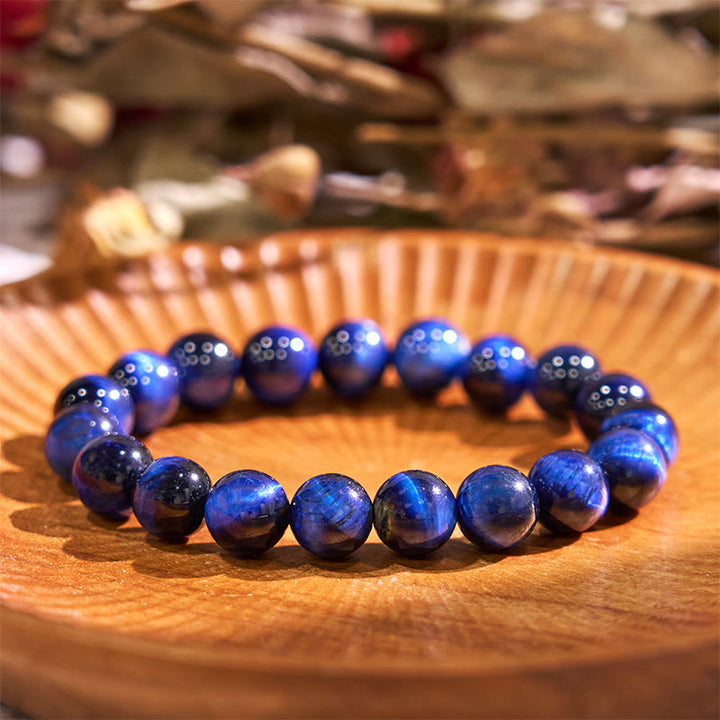 Bracelet d'équilibre en œil de tigre bleu Buddha Stones