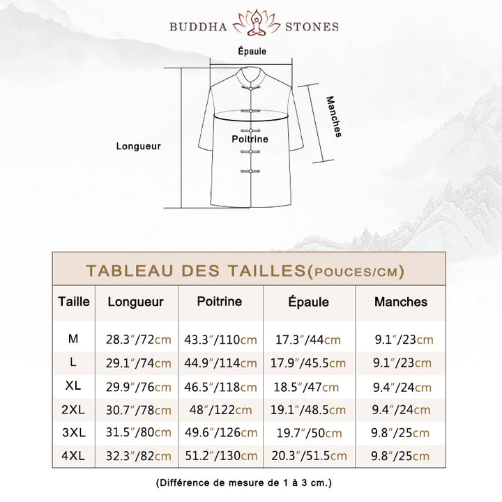 Ensemble 2 pièces chemise à manches courtes et pantalon pour homme avec personnage de dragon et feuille de bambou et boutons de Buddha Stones - image 5