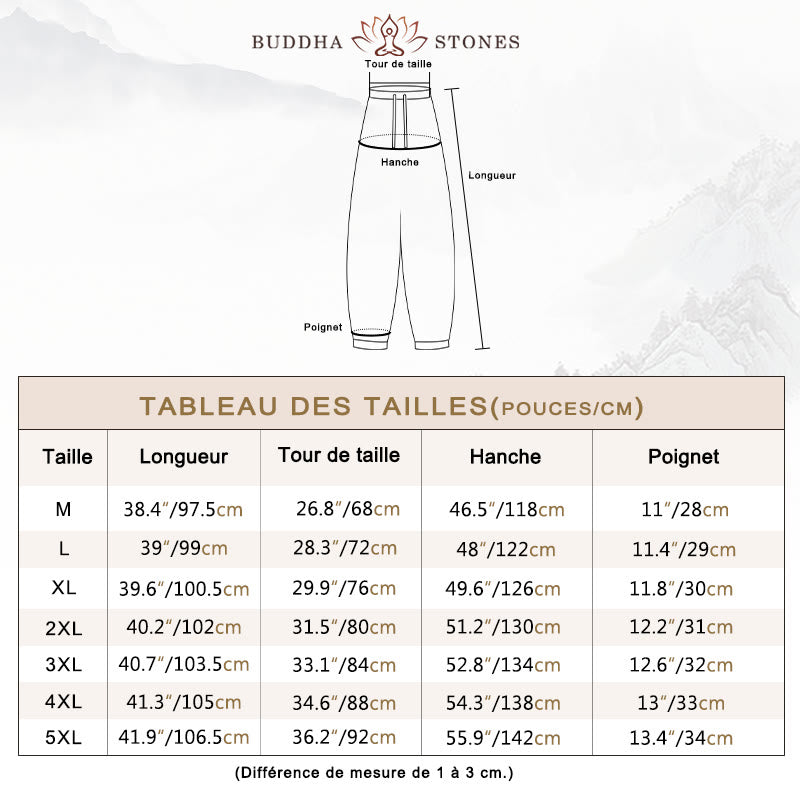 Pantalon sarouel en coton avec cordon de serrage et poches pour homme Motif Buddha Stones - image 5