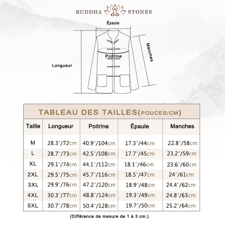 Chemise à manches longues pour homme Buddha Stones Tang, bouton grenouille avec poche, col montant, chemise en lin confortable - image 5