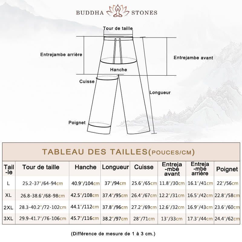 Pantalon large décontracté taille haute à lacets et poches Buddha Stones - image 3