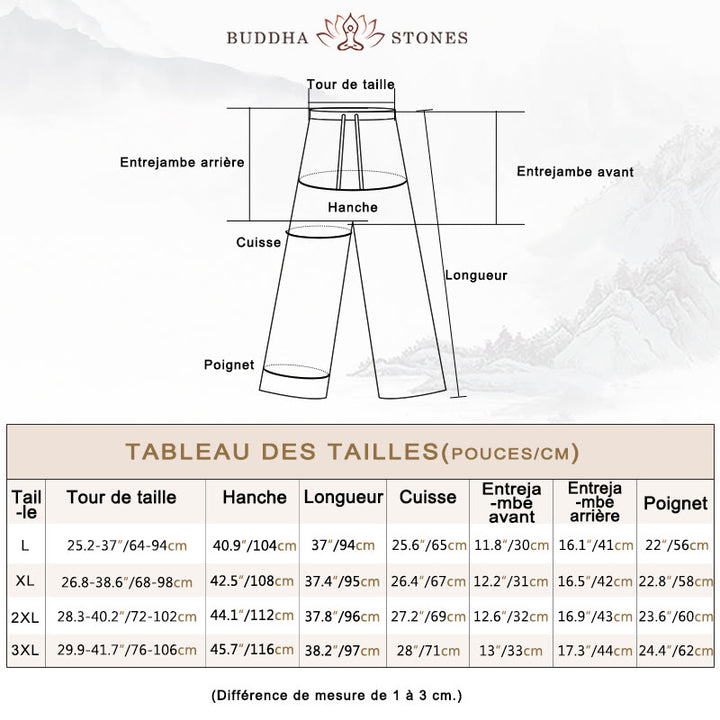 Pantalon large décontracté taille haute à lacets et poches Buddha Stones - image 3