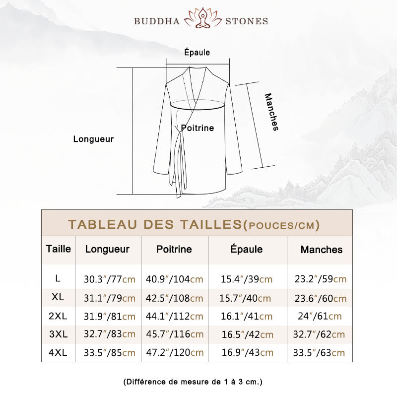 Veste en coton et lin pour homme avec lacets simples et Buddha Stones - image 5