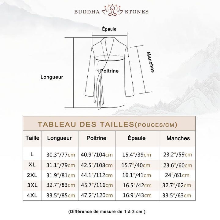 Veste en coton et lin pour homme avec lacets simples et Buddha Stones - image 5