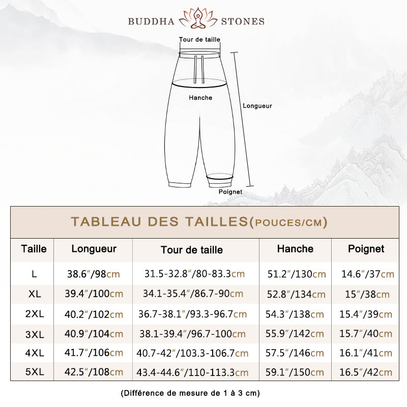 Pantalon sarouel décontracté en coton avec cordon de serrage et poches pour homme Motif Buddha Stones - image 5