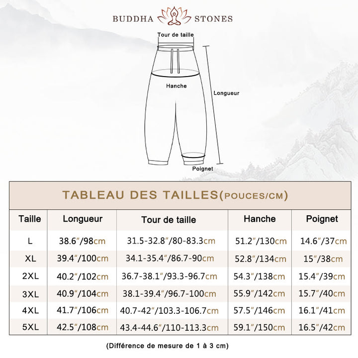 Pantalon sarouel décontracté en coton avec cordon de serrage et poches pour homme Motif Buddha Stones - image 5