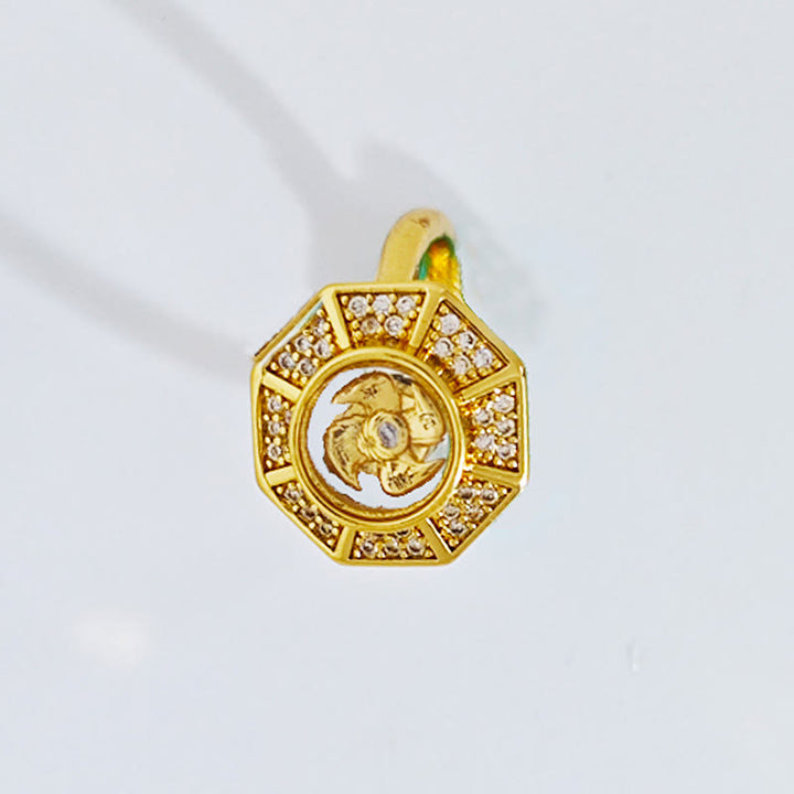 Bague réglable en cuivre plaqué or avec Buddha Stones Feng Sheng Shui Qi Chance Richesse