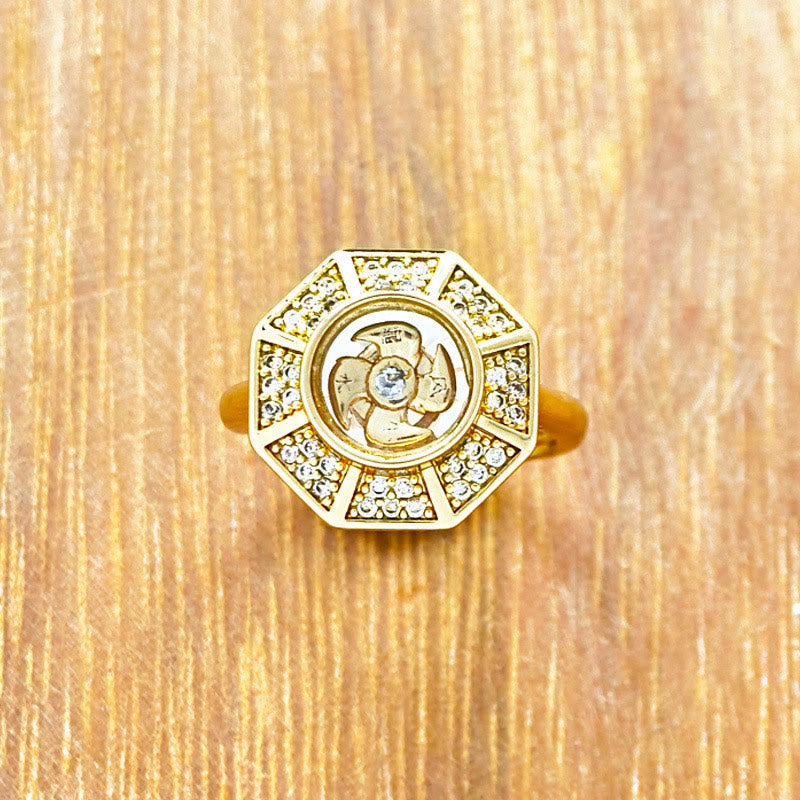 Bague réglable en cuivre plaqué or avec Buddha Stones Feng Sheng Shui Qi Chance Richesse
