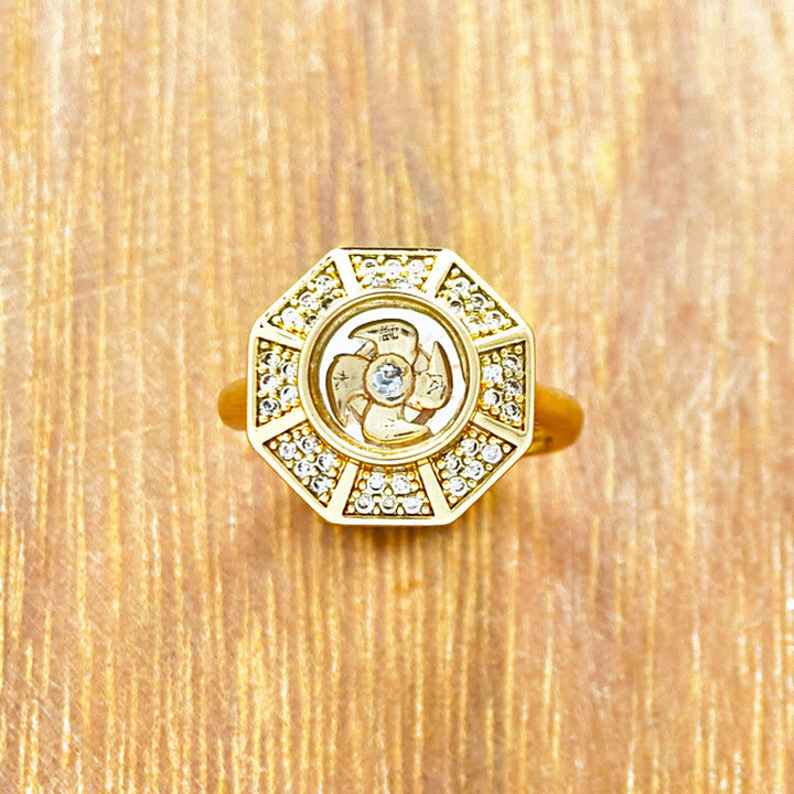 Bague réglable en cuivre plaqué or avec Buddha Stones Feng Sheng Shui Qi Chance Richesse