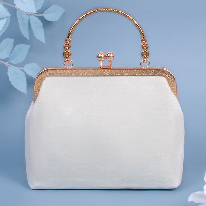 Sac à main à bandoulière avec broderie de fleurs de jasmin et Buddha Stones