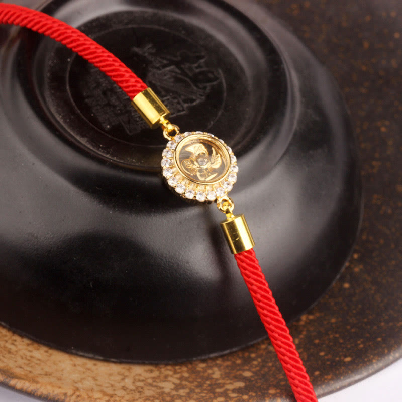 Bracelet tressé de protection Feng Sheng Shui Qi avec moulin à vent rotatif en cuivre et laiton Buddha Stones