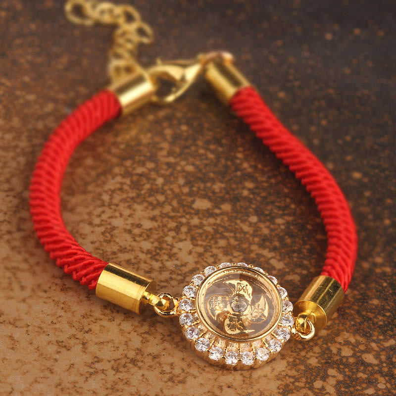 Bracelet tressé de protection Feng Sheng Shui Qi avec moulin à vent rotatif en cuivre et laiton Buddha Stones