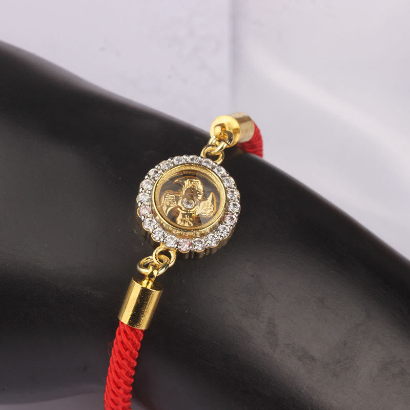 Bracelet tressé de protection Feng Sheng Shui Qi avec moulin à vent rotatif en cuivre et laiton Buddha Stones