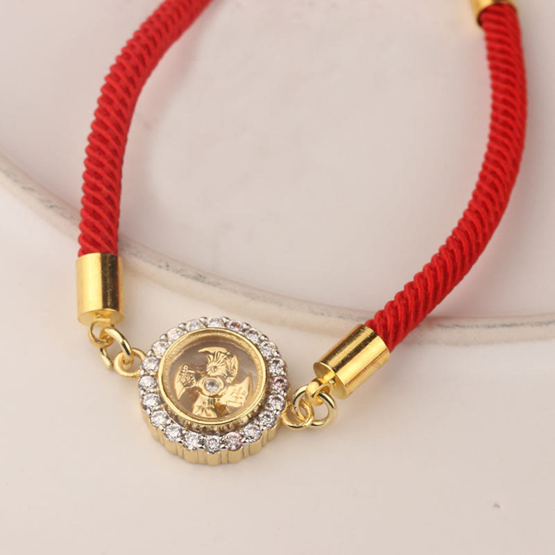 Bracelet tressé de protection Feng Sheng Shui Qi avec moulin à vent rotatif en cuivre et laiton Buddha Stones