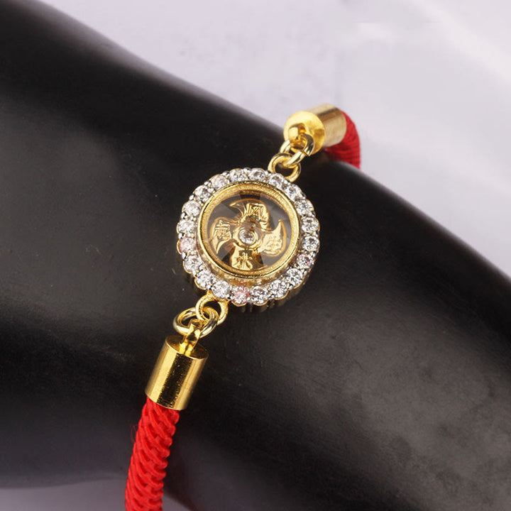 Bracelet tressé de protection Feng Sheng Shui Qi avec moulin à vent rotatif en cuivre et laiton Buddha Stones