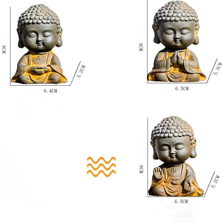 Buddha Stones Petit Bouddha Méditant Poudre de Fer Rouille Statue en Résine Moulée Décoration de la Maison