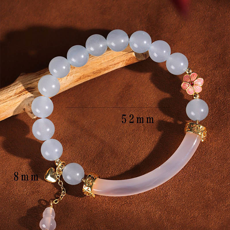 Bracelet manchette en perles de calcédoine bleue et cristal rose Buddha Stones