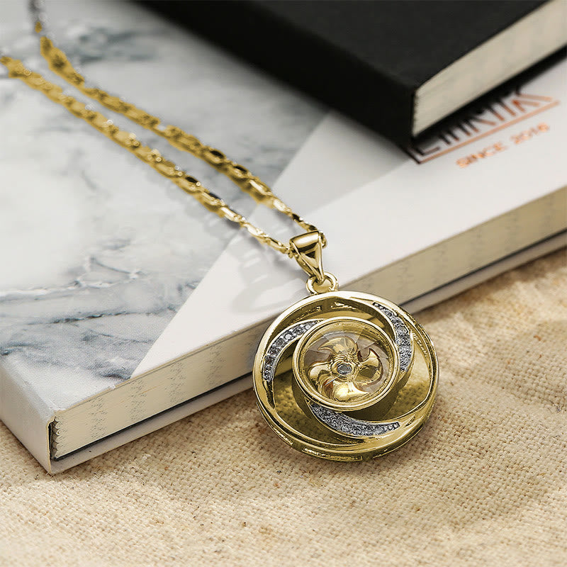 Buddha Stones pendentif porte-bonheur en cuivre plaqué or et laiton avec moulin à vent rotatif