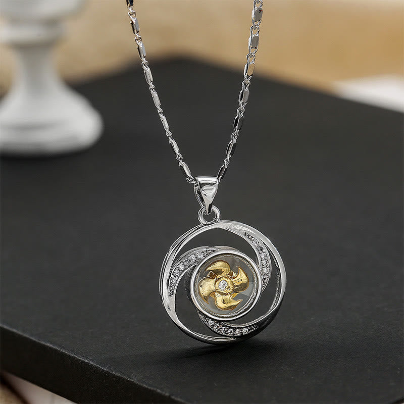 Buddha Stones pendentif porte-bonheur en cuivre plaqué or et laiton avec moulin à vent rotatif