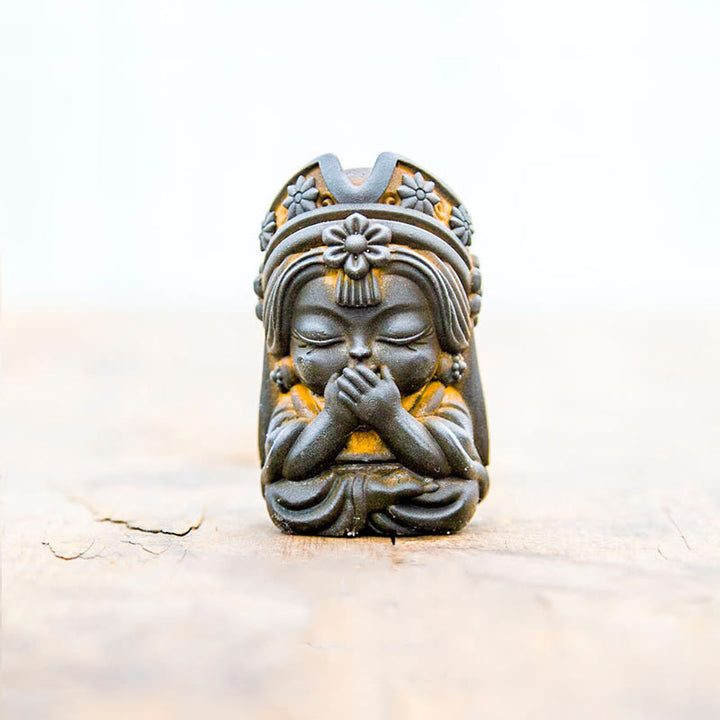 Statue de Buddha Stones faite à la main en poudre de fer Zakiram en résine coulée rouillée Décoration de la maison zen