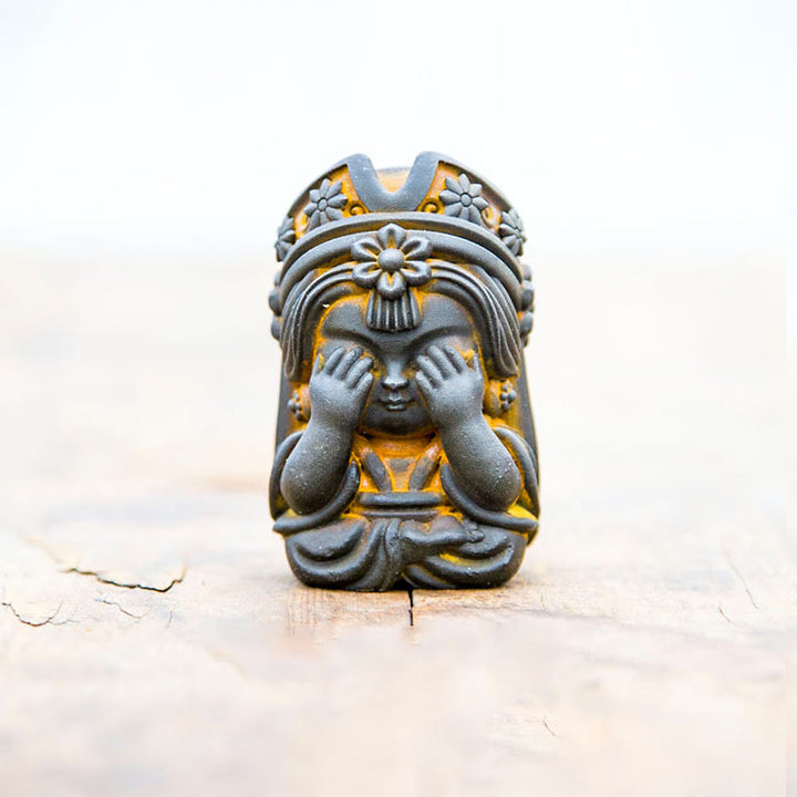 Statue de Buddha Stones faite à la main en poudre de fer Zakiram en résine coulée rouillée Décoration de la maison zen