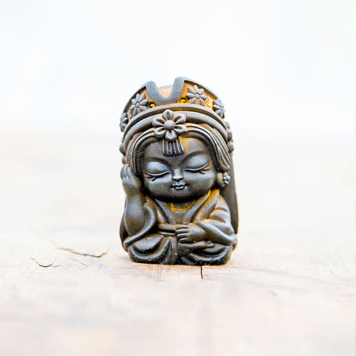 Statue de Buddha Stones faite à la main en poudre de fer Zakiram en résine coulée rouillée Décoration de la maison zen