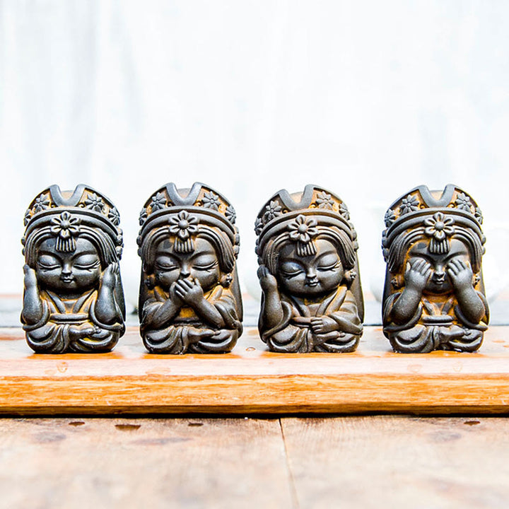 Statue de Buddha Stones faite à la main en poudre de fer Zakiram en résine coulée rouillée Décoration de la maison zen