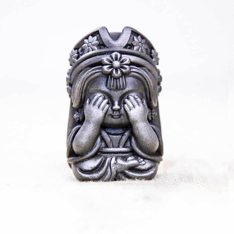 Statue de Buddha Stones faite à la main en poudre de fer Zakiram en résine coulée rouillée Décoration de la maison zen