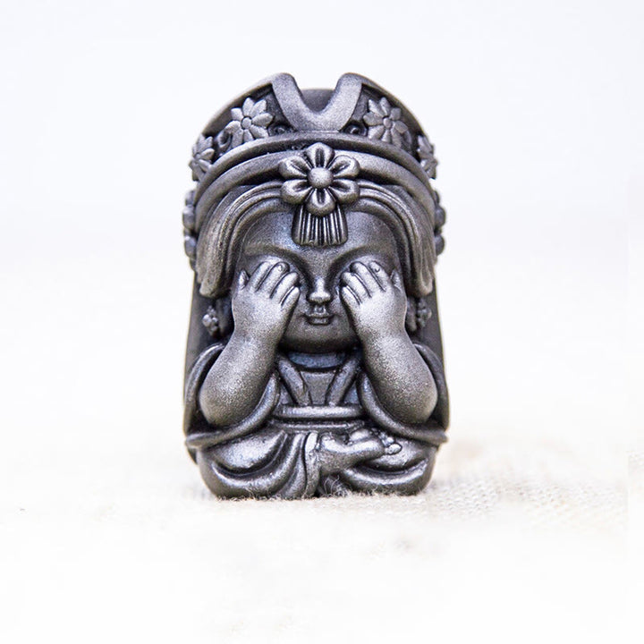 Statue de Buddha Stones faite à la main en poudre de fer Zakiram en résine coulée rouillée Décoration de la maison zen