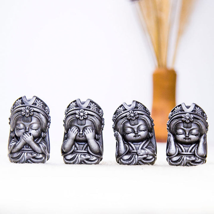 Statue de Buddha Stones faite à la main en poudre de fer Zakiram en résine coulée rouillée Décoration de la maison zen
