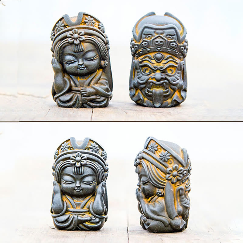 Statue de Buddha Stones faite à la main en poudre de fer Zakiram en résine coulée rouillée Décoration de la maison zen