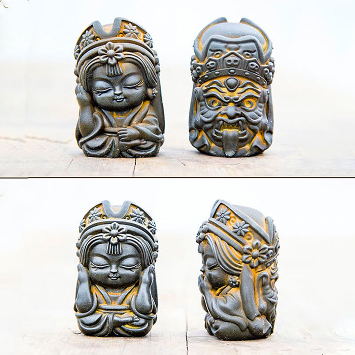 Statue de Buddha Stones faite à la main en poudre de fer Zakiram en résine coulée rouillée Décoration de la maison zen