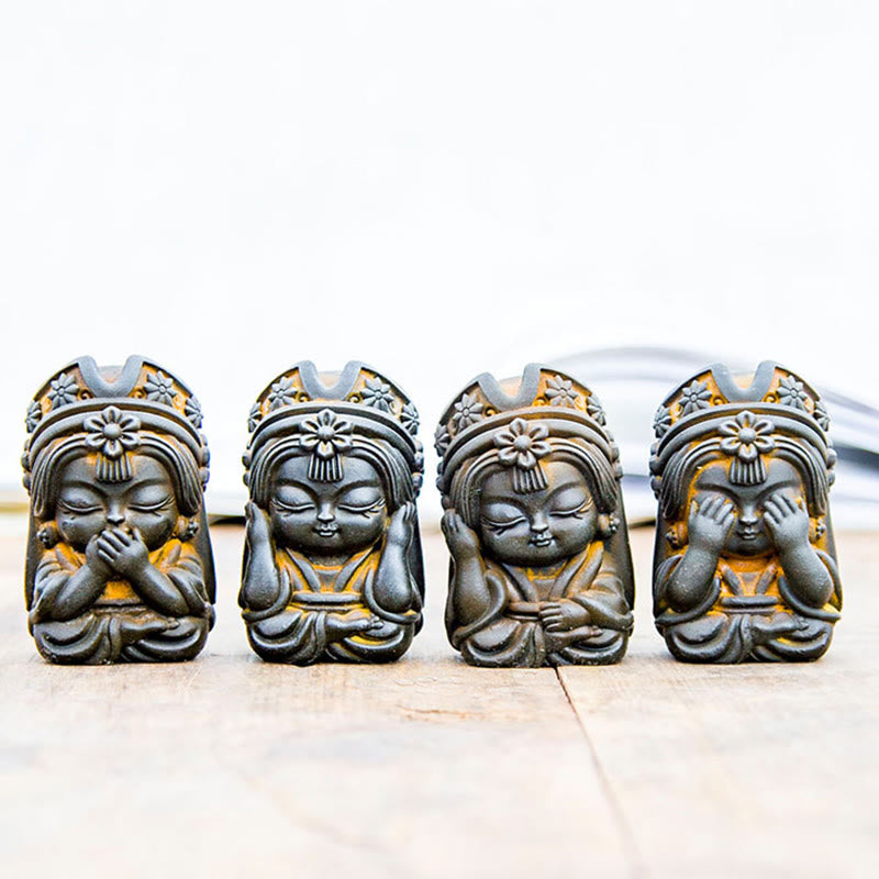 Statue de Buddha Stones faite à la main en poudre de fer Zakiram en résine coulée rouillée Décoration de la maison zen