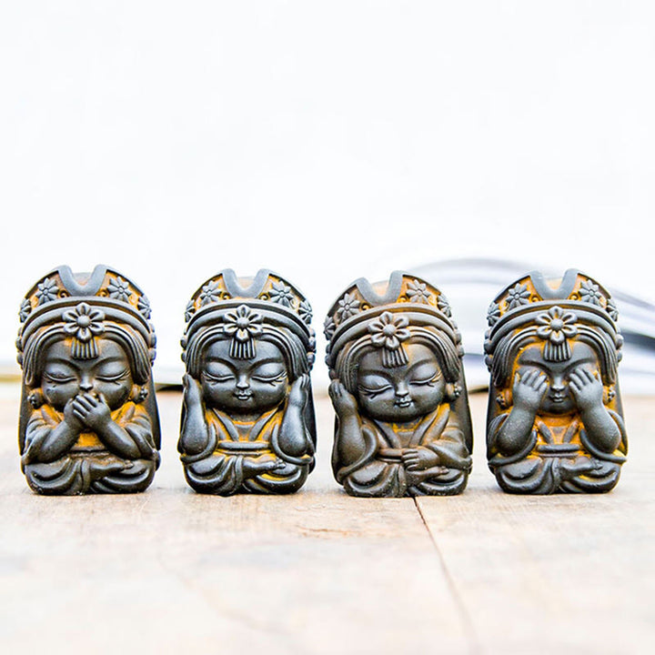 Statue de Buddha Stones faite à la main en poudre de fer Zakiram en résine coulée rouillée Décoration de la maison zen
