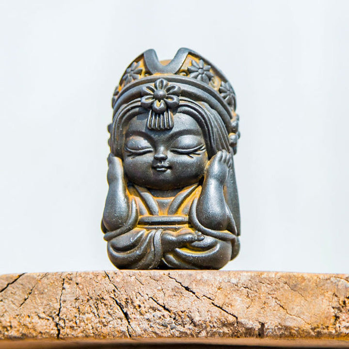 Statue de Buddha Stones faite à la main en poudre de fer Zakiram en résine coulée rouillée Décoration de la maison zen