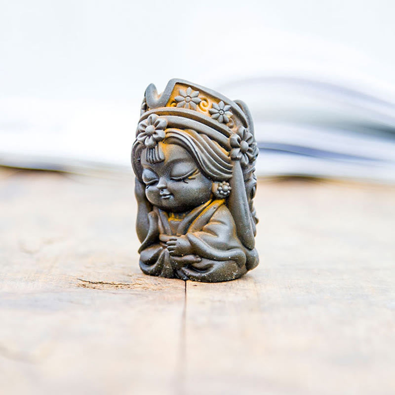 Statue de Buddha Stones faite à la main en poudre de fer Zakiram en résine coulée rouillée Décoration de la maison zen