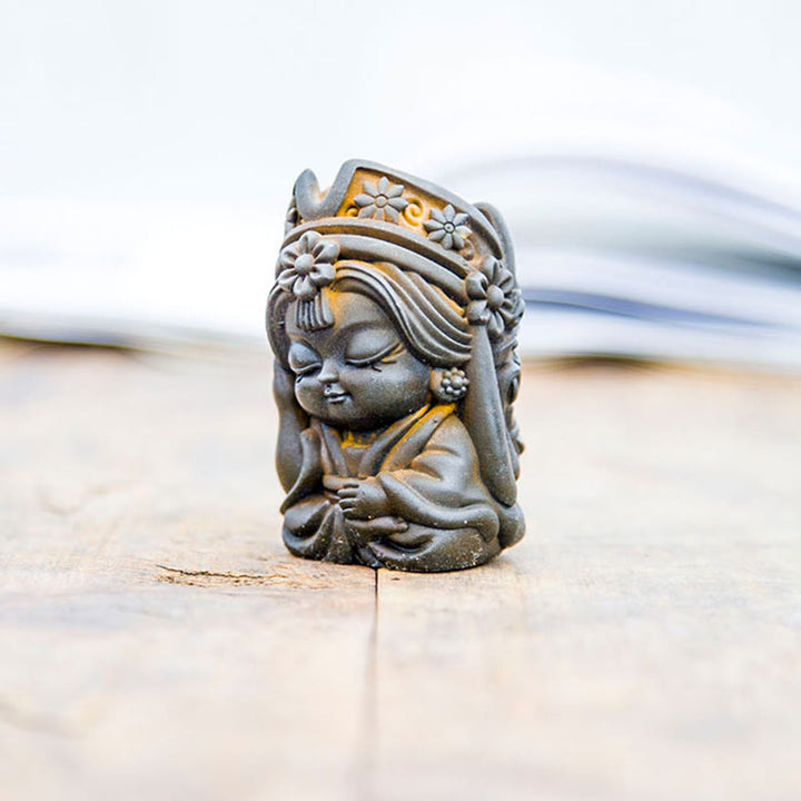 Statue de Buddha Stones faite à la main en poudre de fer Zakiram en résine coulée rouillée Décoration de la maison zen